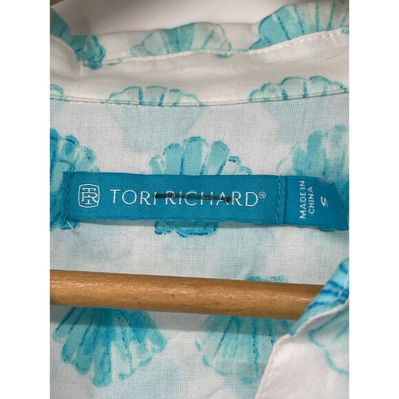 Tori Richards Cotton Embroidered Blue Shell Dress Size Small Beach Resort Cruise - Picture 5 of 6